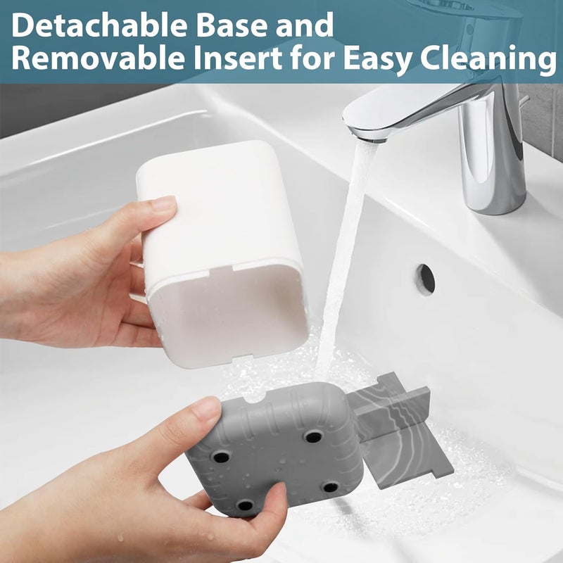 Boperzi Toothbrush Holders for Bathrooms, Detachable Electric Toothbrush Holder, Kids Toothbrush Holder Drainage, 3 slot Toothbrush and Toothpaste Holder Storage Caddy, Toothbrush Organizer White/Grey - Image 2